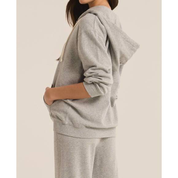 NEW Z SUPPLY academy zip up hoodie in heather grey - Picture 2 of 3